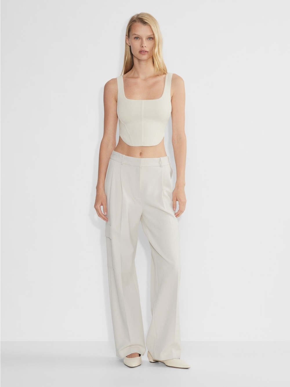 Babaton Cream Sculpt Knit Bustier Tank